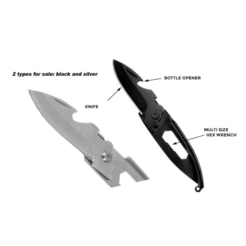 Multi function foldable knife, black