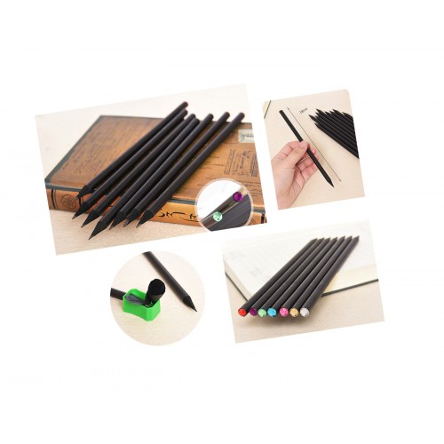 Zwart houten potlood HB met diamant