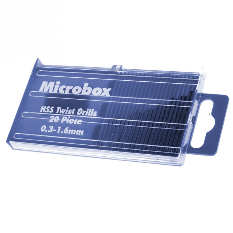 Box with micro hss drill bits 0.3 - 1.6 mm