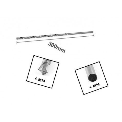 Metaalboor 4mm extreem lang (300mm!)