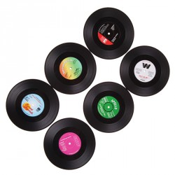 Retro vinyl elpee onderzetters (6 stuks)