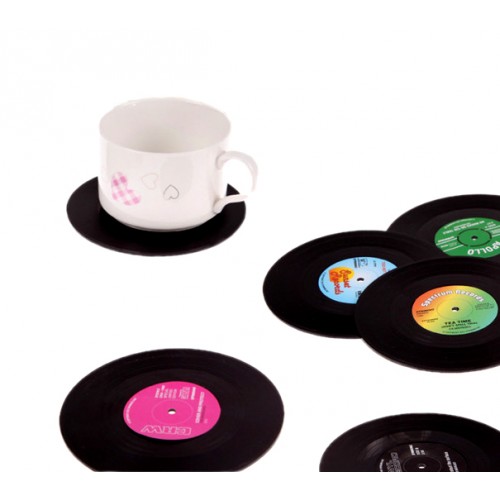 Retro vinyl elpee onderzetters (6 stuks)