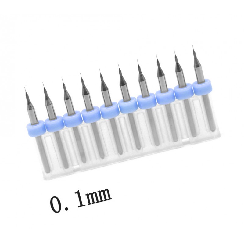 Micro boortjes set in doosje (0.1 mm, 10 stuks)