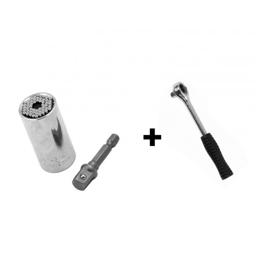 Set: gator grip 7-19mm (universele sleutel plus ratel)