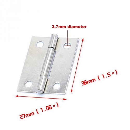 Klein metalen zilverkleurig scharniertje (27mm x 38mm)