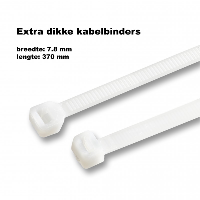 Dikke tie wraps (kabelbinders) 7.8x370mm WIT