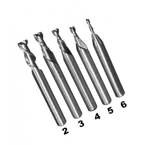Setje HSS frezen, 2 flutes (5 stuks)