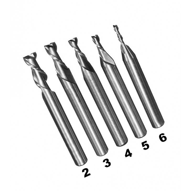 Set HSS milling cutters, 2 flutes (5 pcs)