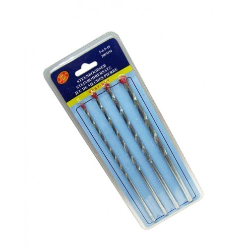 4 delige set steenboren, 200mm