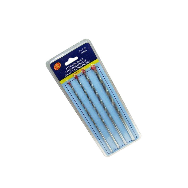 Drill bits set for stone, 200mm, 4 pieces