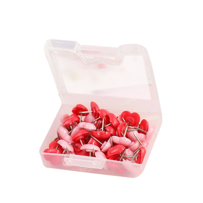 Punaises: mix van 48 roze en rode hartjes in doosje