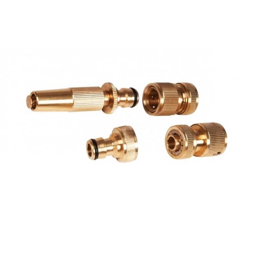 Set van 4 stuks koppelingen voor (tuin)slangen, messing