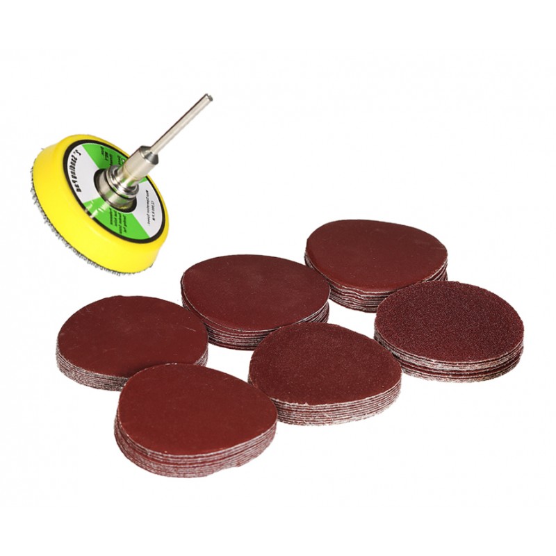 Set of 60 sanding discs, holder and adapter