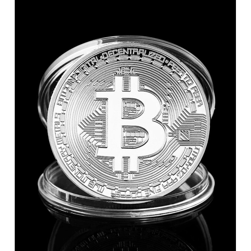 Bitcoin munt, zilver
