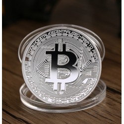 Bitcoin munt, zilver