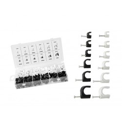 Cable clips assortment, white and black, 780 pcs