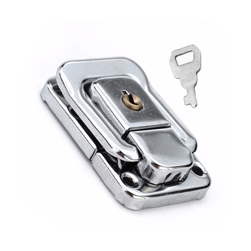 Chest latch, lock set, silver color, 32x48mm