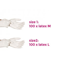 Protective latex working gloves, size 1: medium, 100 pcs