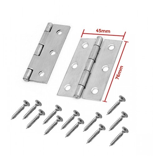 Set van 2 metalen scharnieren (76x45mm) met schroeven