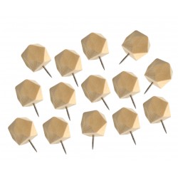 Leuke set houten punaises (14x), polygonen, in doosje