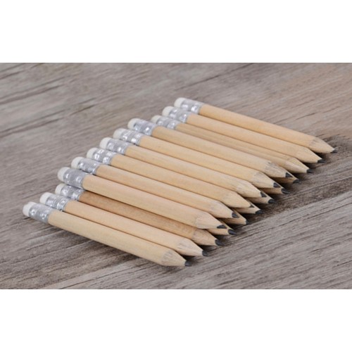 Mini potlood met gum, 10cm (type 3), zwart