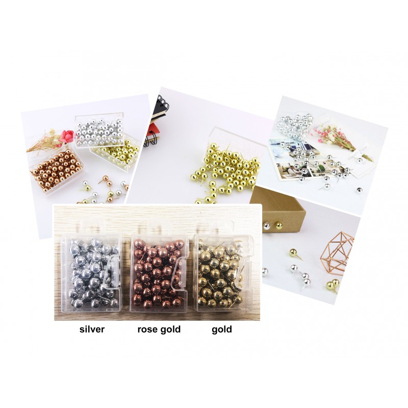 push pins ball silver 50pcs in box wood and tools silver push pins