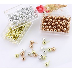 Punaises met bolle kop, goud, 50 stuks in doosje