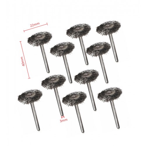 Mini staalborstels om te schuren (3.175mm schacht, 10 delig)