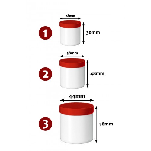 Kunststof zalfpotje, met gekleurde schroefdop, maat 3