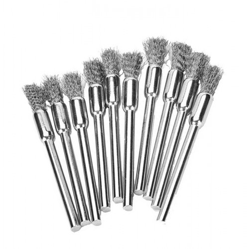 Set mini staalborstels om te schuren (3mm, 10 delig)