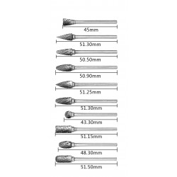 Frezenset HQ, tungsten carbide (10 stuks)