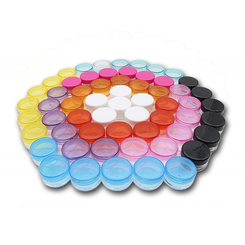 Set of 20 plastic colored jars with screw cap, 3 ml