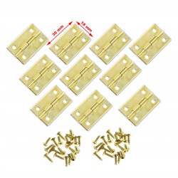 Set of 30 pieces small brass hinges (30x18mm)