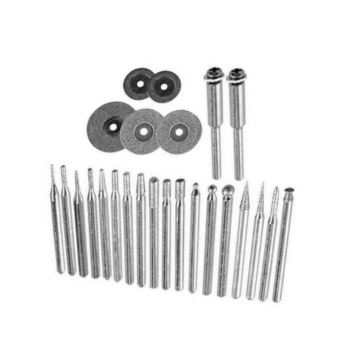 Set kleine vijlen en slijpschijven diamant, 25 delig, 3.2 mm