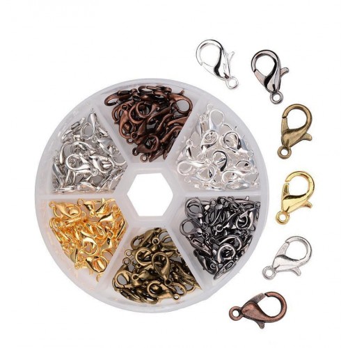 Set van 120 haakjes voor sieraden en kleding, in doosje