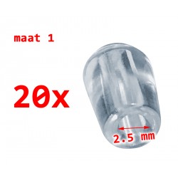 20 PVC protective caps, transparent, 2.5 mm