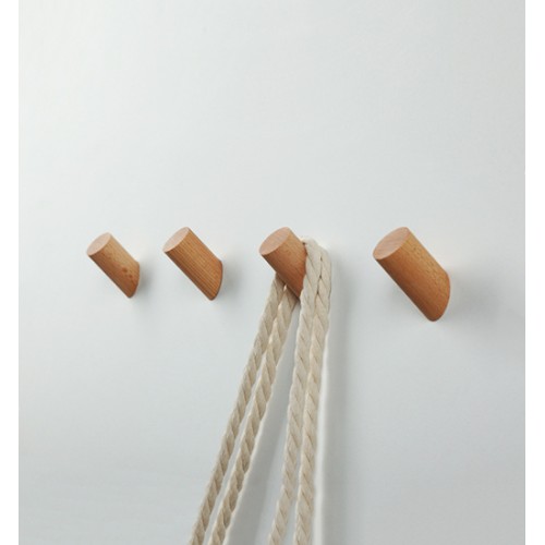 Leuke set van 4 houten kledinghaken (kapstok), beuken