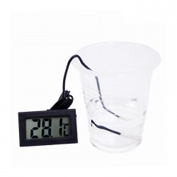 5 x black LCD thermometer with probe (for aquarium, etc.)