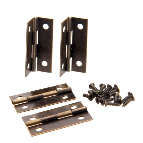 Set van 4 scharniertjes, brons, 34x22 mm