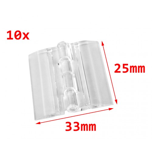 10 stuks plastic scharnieren, transparant, 25x33 mm