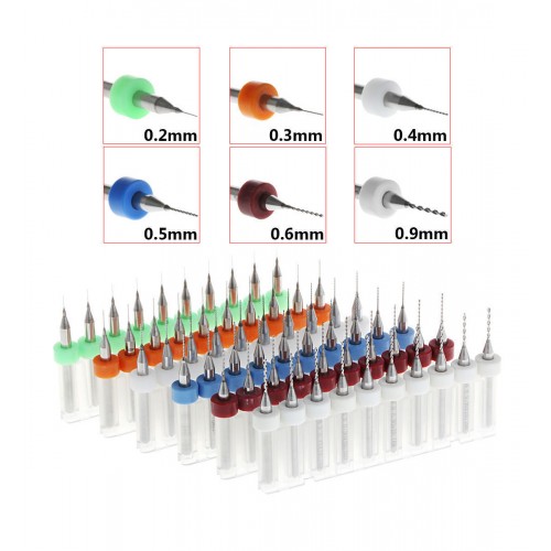 Micro boortjes set in doosje (0.2 mm, 10 stuks)