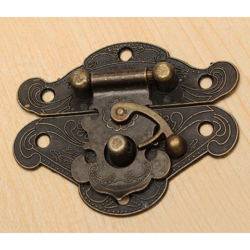 Antiek bronzen kistslot, kistsluiting met schroefjes