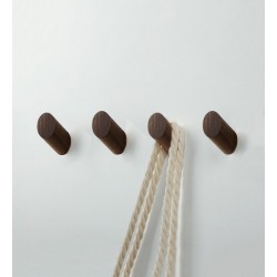 Set of 4 wooden clothes hooks, walnut