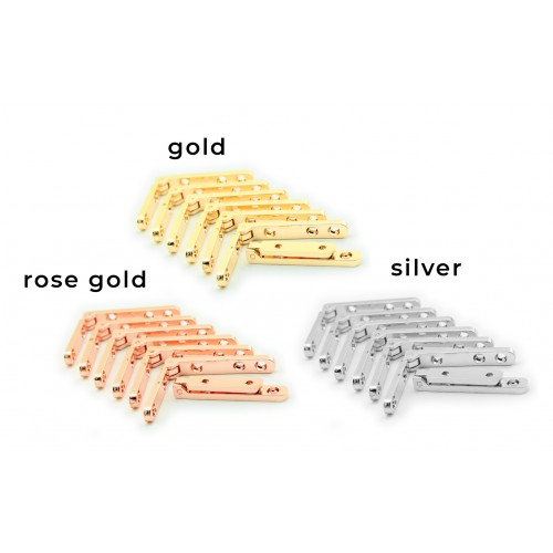 4 x metalen scharnier voor kist (zilver, 90 graden)
