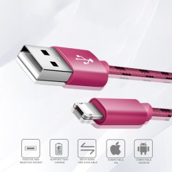 1 meter USB combi-kabel roze, opladen en data
