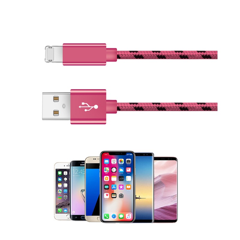 1 meter USB combi-kabel roze, opladen en data