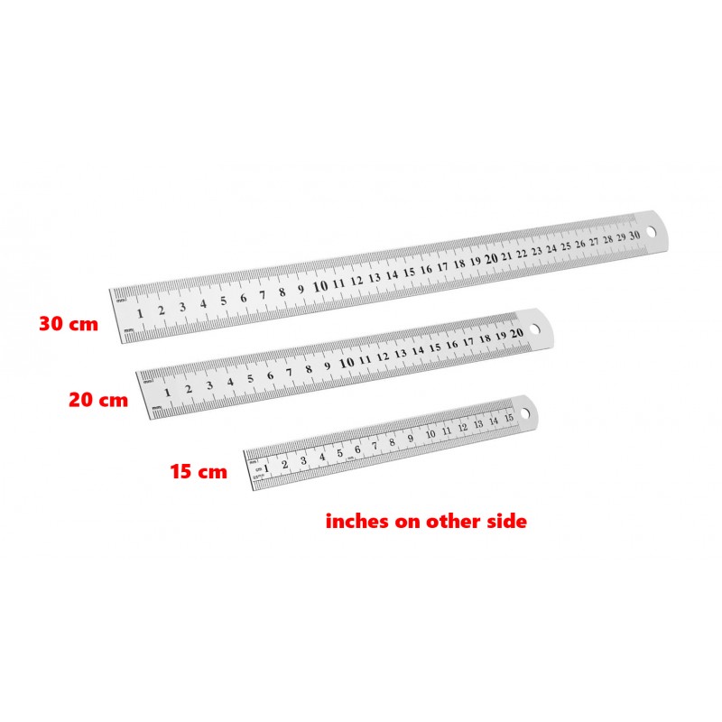 5 x metal ruler small 15cm (double sided: cm and inches)