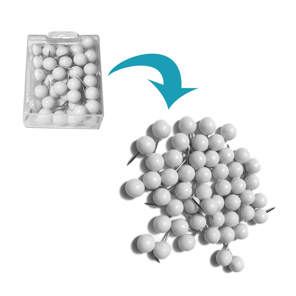 push pins ball white 50pcs wood and tools