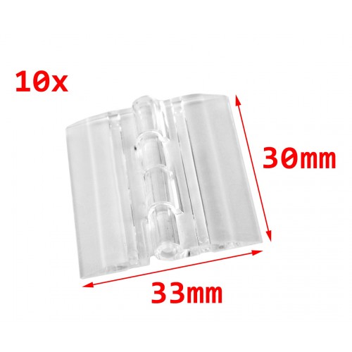 10 stuks plastic scharnieren, transparant, 30x33 mm