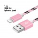 USB kabel iPhone, 1 meter, roze